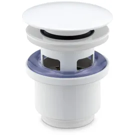 Navaris Pop-Up Ablaufventil 1 1/4 Zoll - Universal Ablaufgarnitur für Waschbecken Badewanne mit Überlauf - Abflussgarnitur mit Dichtung - Weiß