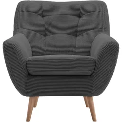 Sessel EXXPO - SOFA FASHION "Scandi, Loungesessel mit tollem Sitzkomfort, hochwertige Polsterung", grau (anthrazit), B:87cm H:92cm T:92cm, Sessel, Lounge-Sessel Einzelsessel, bequem, hohe Holzfüße
