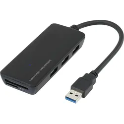 Renkforce 3 Port USB 3.2 Gen 1-Hub (USB 3.0) mit eingebautem SD-Kartenleser Schwarz RF-4027443