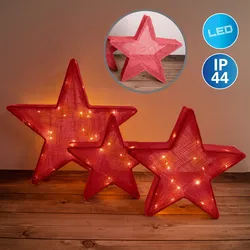 NÄVE LED Stern "Christmas Stars", rot, H: 48cm, Lampen, LED 3er Set>>Christmas Stars<<, rot,1x Zuleitung mit Adapter 4,5V/3.6W