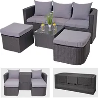 Mendler 3in1 HWC-J37 Lounge-Set anthrazit/hellgrau