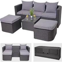 Mendler 3in1 HWC-J37 Lounge-Set anthrazit/hellgrau