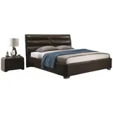 Xlmoebel Schlafzimmer-Set Design Bett 2x Nachttisch 3 tlg. Schlafzimmer Set Modern Luxus, (3-tlg., Bett + 2x Nachttische), Hergestellt in Europa braun