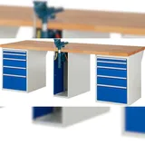 PROREGAL Werkbank Serie 7000 - Modell 7511 | HxBxT 84x250x90cm | 10x Schublade + 1x Schrank | Schubladenmaße 2x60 + 2x90 + 4x150 + 2x270mm
