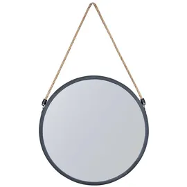 levandeo Spiegel 30cm Rund Schwarz Metall Jute Wandspiegel Flurspiegel Juteband Wanddeko Deko Badspiegel