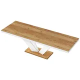 designimpex Esstisch Design Tisch HEU-111 Alteiche - Weiß Hochglanz ausziehbar beige