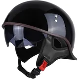 Halbhelme Motorradhelm Halbschalenhelm mit ECE-Zertifizierung Rollerhelm Cruiser Chopper Motorradhalbhelm mit Visier für Damen und Herren Erwachsen (Color : 2, Size : 61~62cm)