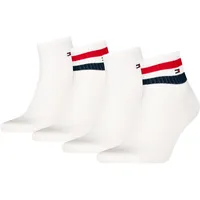 Socken TOMMY HILFIGER "TH MEN QUARTER 4P SPORT ECOM", Damen, Gr. 43-46, weiß, Baumwollmischung, unifarben, gestreift, normal, Socken, mit kontrastierendem Farbakzent
