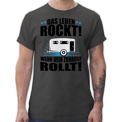 Shirtracer T-Shirt Das Leben rockt! Wohnwagen schwarz Hobby Outfit grau 4XL