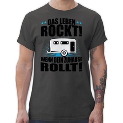 Shirtracer T-Shirt Das Leben rockt! Wohnwagen schwarz Hobby Outfit grau 4XL