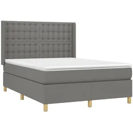 vidaXL Boxspringbett mit Matratze & LED Dunkelgrau 140x200 cm Stoff