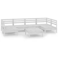 vidaXL 7-tlg. Garten-Lounge-Set Weiß Massivholz Kiefer