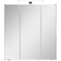 Pelipal Badezimmer-Spiegelschrank Quickset 945 in Oxid Dunkelgrau mit LED-Beleuchtung, 65 cm breit | Badschrank mit Spiegel, 3 Türen und 6 Einlegeböden
