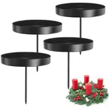 LuxusKollektion Adventsleuchter Kerzenhalter Adventskranz Kerzenteller Dorn 8cm Schwarz 4 Stück φ8cm