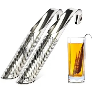 2 Stück Stainless Steel Tea Diffuser, Teezerstäuber aus Edelstahl, Teesieb Teeei aus 304 Edelstahl Teefilter feinmaschig Teestab, Edelstahl Teesieb mit Hakengriff für losen Tee