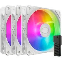 Cooler Master SickleFlow Edge 120 ARGB 3er-Pack – 3x120mm Lüfter (690–2500 U/min, PWM), hoher Luftstrom (70,7 CFM) & statischer Druck (3,61 mmH2O), ARGB Gen 2, LED-Controller, 32,8 dBA max. - Weiß
