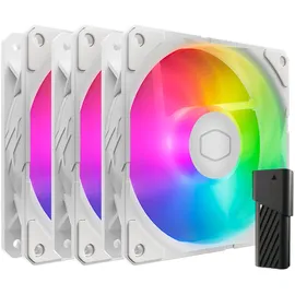 Cooler Master SickleFlow Edge 120 ARGB 3er-Pack – 3x120mm Lüfter (690–2500 U/min, PWM), hoher Luftstrom (70,7 CFM) & statischer Druck (3,61 mmH2O), ARGB Gen 2, LED-Controller, 32,8 dBA max. - Weiß