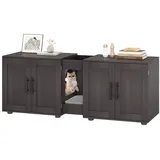 GarveeMore Katzentoilette Katzenklo Schrank Katzenhaus Katzenmöbel für 2 Katzen 140 x45 x57 cm schwarz