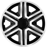 NRM Radkappe ACTION 14 Zoll in Silber/Schwarz, 14 in Zoll, (4-St) Radzierblenden für Stahlfelgen Zweifarbige Radkappen Satz 4er Set 14" schwarz|silberfarben
