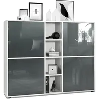 Vladon Highboard, Grau, 130.5x105.5x35.5 cm, Wohnzimmer, Kommoden & Sideboards,