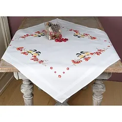 Stickmitteldecke "Kohlmeisen Winter"