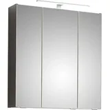 Saphir Spiegelschrank Quickset 357 Badschrank, 3 Spiegeltüren, 6 Einlegeböden, 65 cm breit inkl. LED-Beleuchtung, Türdämpfer, Schalter-/Steckdosenkombination grau