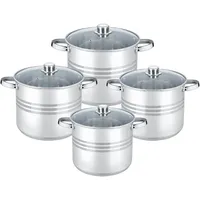 Cheffinger Kochtopf Pfannen Topfset Glasdeckel 8-tlg Induktion, Edelstahl, CF-SP8