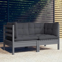 vidaXL Gartensofa Massivholz Kiefer Kissen anthrazit/grau 3096012