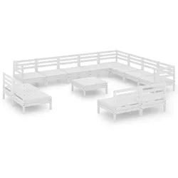vidaXL 13-tlg. Garten-Lounge-Set Massivholz Kiefer Weiß