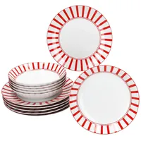 Mambocat Split rot Tafelservice 12-tlg. gestreift
