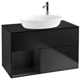 Villeroy & Boch Finion Waschtischunterschrank F892PDPD 100cm, Abdeckplatte black matt, Regale Black matt lacquer, Black matt lacquer