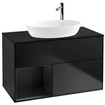 Villeroy & Boch Finion Waschtischunterschrank F892PDPD 100cm, Abdeckplatte black matt, Regale Black matt lacquer, Black matt lacquer