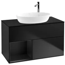 Villeroy & Boch Finion Waschtischunterschrank F892PDPD 100cm, Abdeckplatte black matt, Regale Black matt lacquer, Black matt lacquer