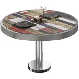 GGM Möbel BML | Bistro Loungetisch | Ø:H 70 x 41 cm | Vintage Bunt / Edelstahl