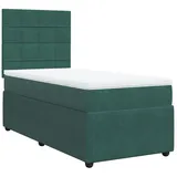 vidaXL Boxspringbett mit Matratze Dunkelgrün 100x200 cm Samt