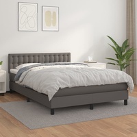 Ankonbej Boxspringbett mit Matratze Grau 140x200 cm Kunstleder