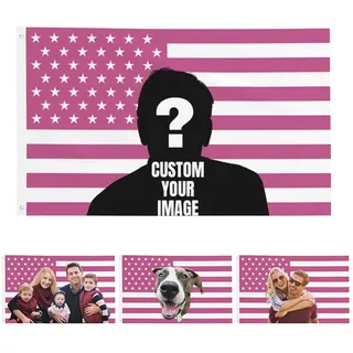 Personalisierbar Amerikanische rosa Flagge - Flagge Selbst Gestalten - Gestalten Sie Ihr eigenes Logo Bild - für Schlafsäle, Schlafzimmer, Clubs, Konzerte, Bars, lustiges Tapisserie-Poster, Dekoration