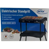 Elta® Elektro Grill Barbecue-Tischgrill Indoor-Outdoor BBQ elektrischer Standgrill Balkon/Camping/Gartengrill Grillrost Windschutz Grillfläche 41...
