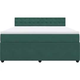 vidaXL Boxspringbett mit Matratze Dunkelgrün 180x200 cm Samt