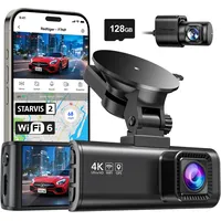 redtiger Dashcam Auto Vorne Hinten 4K/2,5K mit STARVIS 2, Dash Cam Auto Kamera 3,18" IPS-Bildschirm, kostenlose 128-GB-Karte,5.8GHz WiFi, GPS, 170°Weitwinkel WDR, Unterstützt 256 GB Max(F7NP)