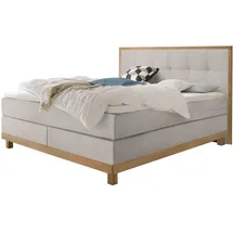 Hasena Chalet Boxspringbett 140-180 cm Braun / Hellgrau, Liegefläche:160 x 200 cm, Topper:Superio-Topper