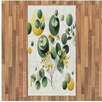 Teppich Flachgewebe Deko-Teppiche für das Wohn-,Schlaf-, und Essenszimmer, Abakuhaus, rechteckig, Eukalyptusblätter Boho-Blatt-Design gelb|grün|weiß 80 cm x 150 cm