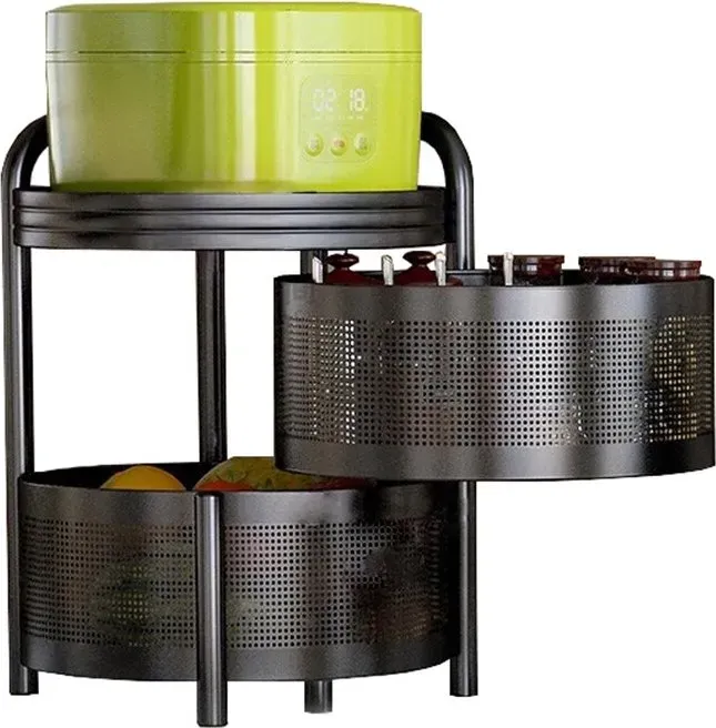 Maxcook 3-stufiger drehbarer Standregal (Runde Körbe, Mehrzweck-Organizer 30×13cm)
