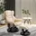 Homcom Relaxsessel Kunstleder 80 x 100 x 64 cm Creme mit Hocker