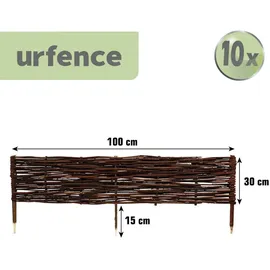 urfence Beeteinfassung Weide 100 x 30 cm 10 Stück braun