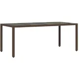 vidaXL Gartentisch mit Glasplatte 190 x 90 x 75 cm Braun