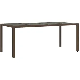 vidaXL Gartentisch mit Glasplatte 190 x 90 x 75 cm Braun