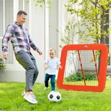 Fußball-rückprallnetz, Verstellbar, Faltbar, Metallrahmen, Allwetter-pe-netz, Inkl. Heringe, Rot