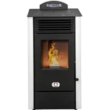STUFE A PELLET ITALIA California 10 KW | Pelletöfen Effizienz 90% Heizt 80m2 Autonomie 20 Std. Programmierbar 5 Geschwindigkeiten und Leistungsstufen Kompaktes Design 24 Monate Garantie Weiß