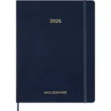 Moleskine 15 Monate Essential Wochenkalender 2025/2026, 1 Wo = 2 Seiten, vertikal, XXL, fester Einband, Saphirblau